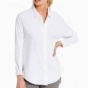 NIC + ZOE Tech Stretch Snap Front Shirt White 1X NWT